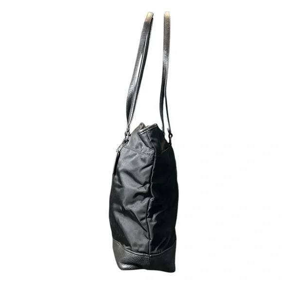 NWT Coach Nylon & Leather Black Tote Handbag F57903 Turnlock Carryall Purse